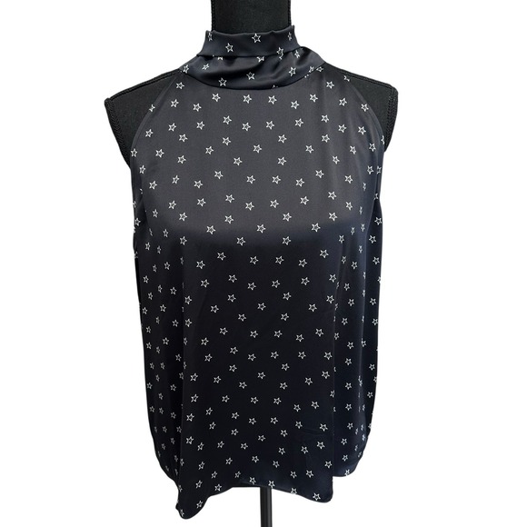Generation Love 100% Silk Star Print Satin Top Women's Size Large Sleeveless - Picture 1 of 7